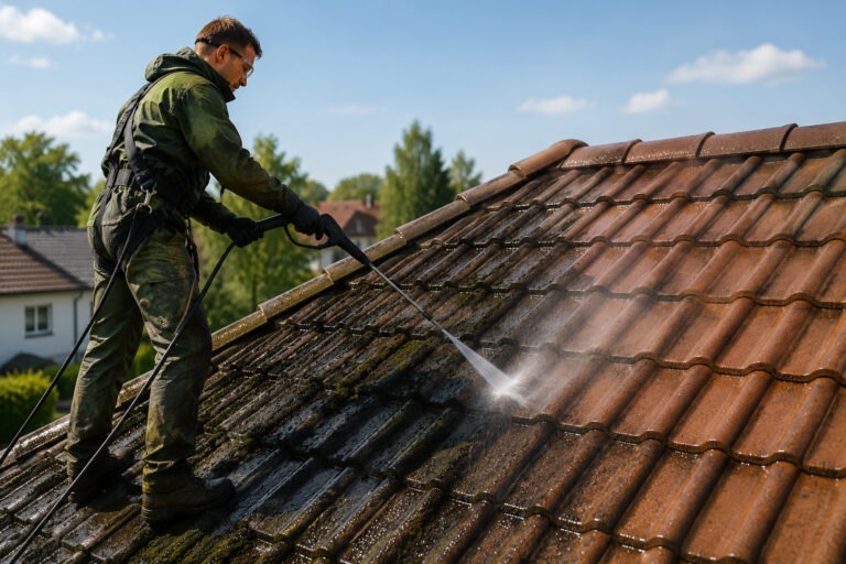 Professionelle Dachreinigung von Dachziegeln durch einen Fachbetrieb